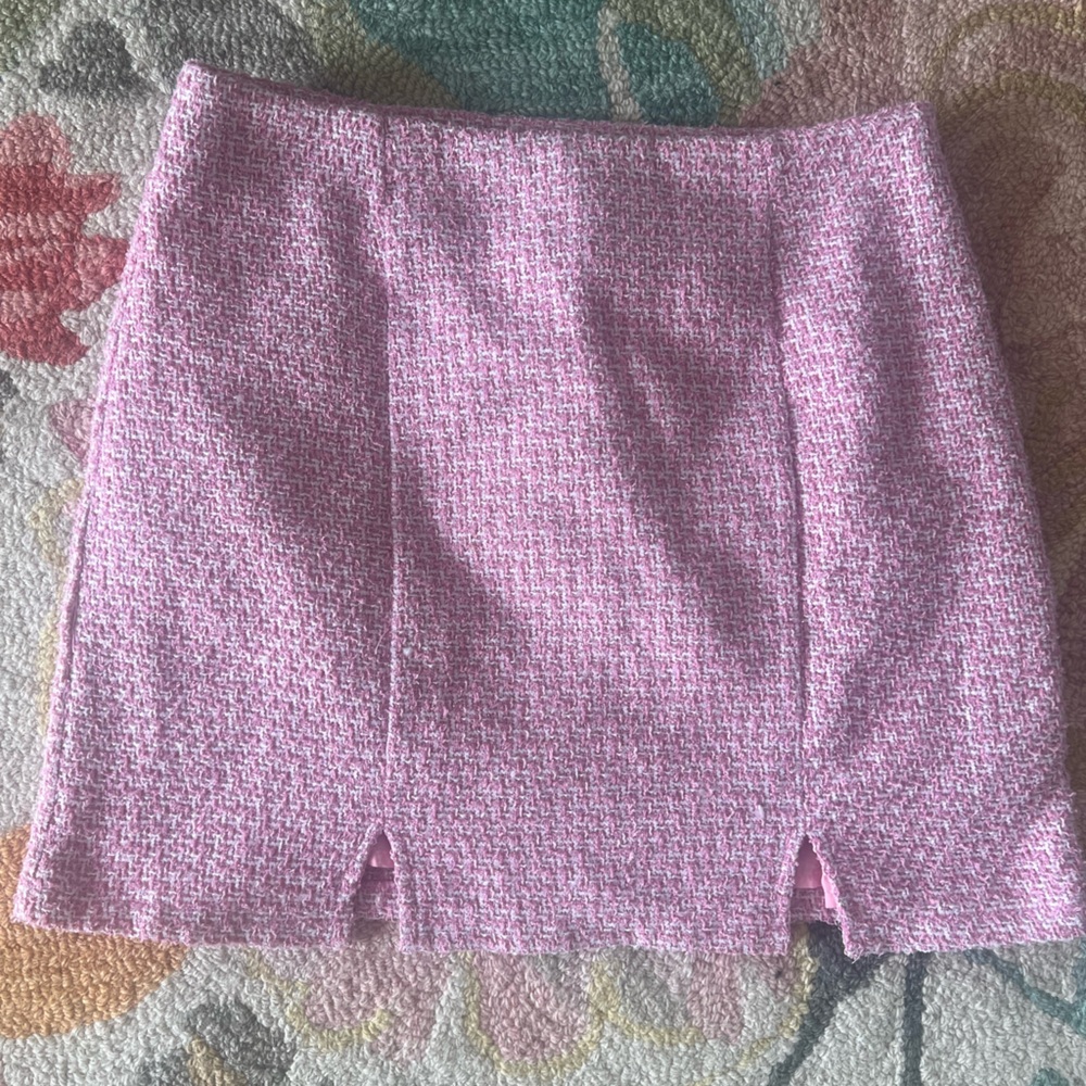 Blue Rain Pink Mini Pencil Skirt with Slit